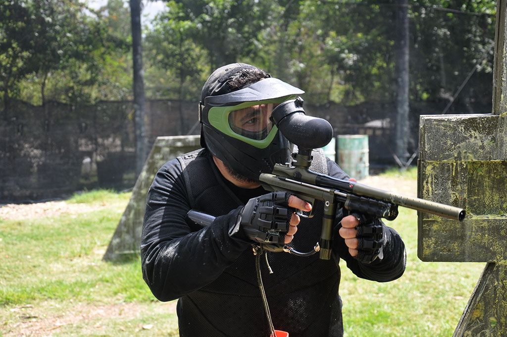 Sniper playing paintball